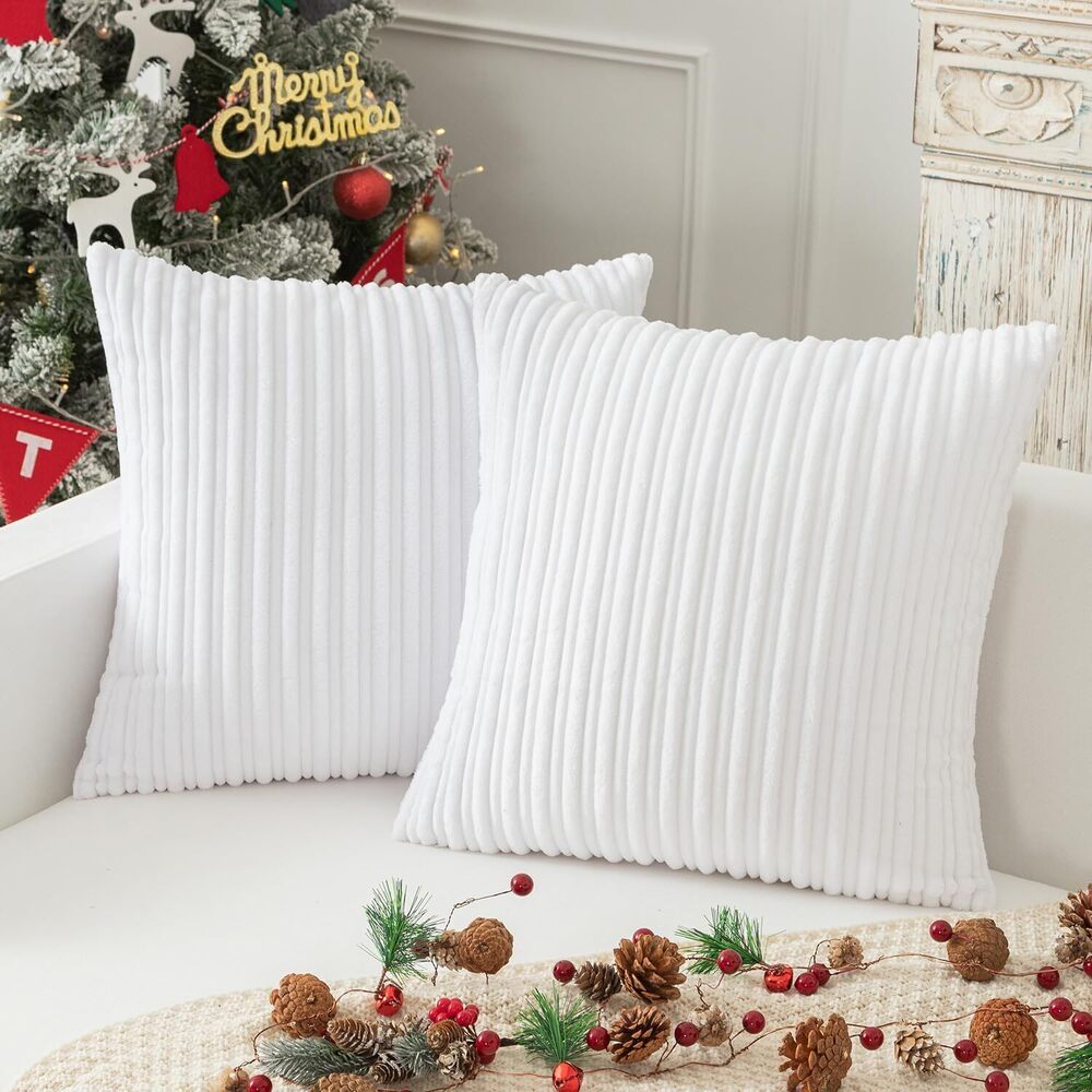 3359 Kevin Textile 2 Pack Decorations Super Soft Striped Corduroy Large